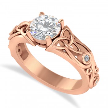 Diamond & Moissanite Celtic Engagement Ring 14k Rose Gold (1.06ct)