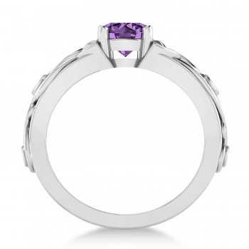 Diamond & Amethyst Celtic Engagement Ring 14k White Gold (1.06ct)