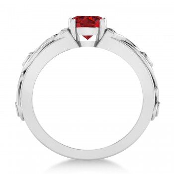 Diamond & Ruby Celtic Engagement Ring 14k White Gold (1.06ct)