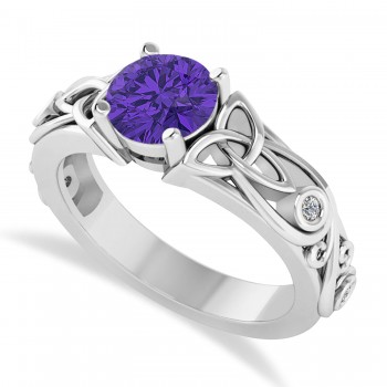 Diamond & Tanzanite Celtic Engagement Ring 14k White Gold (1.06ct)