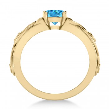 Diamond & Blue Topaz Celtic Engagement Ring 14k Yellow Gold (1.06ct)