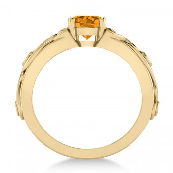 Diamond & Citrine Celtic Engagement Ring 14k Yellow Gold (1.06ct)
