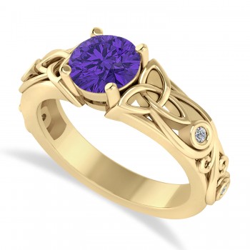 Diamond & Tanzanite Celtic Engagement Ring 14k Yellow Gold (1.06ct)