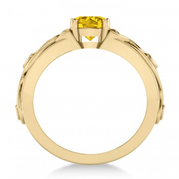 Diamond & Yellow Sapphire Celtic Engagement Ring 14k Yellow Gold (1.06ct)