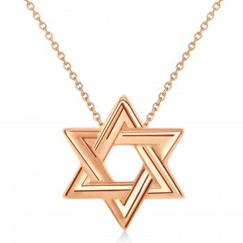 Jewish Star of David Interconnecting Petite Necklace 14K Rose Gold