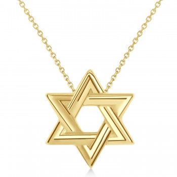 Jewish Star of David Interconnecting Petite Necklace 14K Yellow Gold