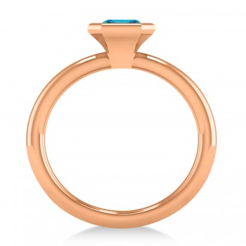 Emerald-Cut Bezel-Set Blue Diamond Solitaire Ring 14k Rose Gold (1.00 ctw)
