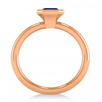 Emerald-Cut Bezel-Set Blue Sapphire Solitaire Ring 14k Rose Gold (1.00 ctw)