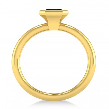 Emerald-Cut Bezel-Set Blue Sapphire Solitaire Ring 14k Yellow Gold (1.00 ctw)