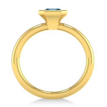 Emerald-Cut Bezel-Set Blue Topaz Solitaire Ring 14k Yellow Gold (1.00 ctw)