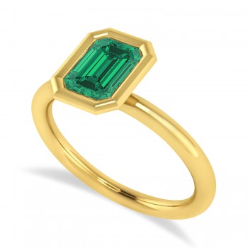 Emerald-Cut Bezel-Set Emerald Solitaire Ring 14k Yellow Gold (1.00 ctw)