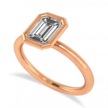 Emerald-Cut Bezel-Set Moissanite Solitaire Ring 14k Rose Gold (1.00 ctw)