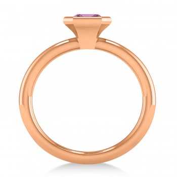 Emerald-Cut Bezel-Set Pink Sapphire Solitaire Ring 14k Rose Gold (1.00 ctw)