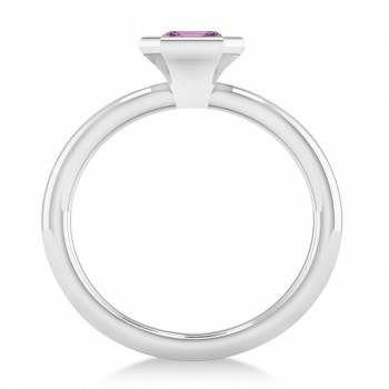 Emerald-Cut Bezel-Set Pink Sapphire Solitaire Ring 14k White Gold (1.00 ctw)