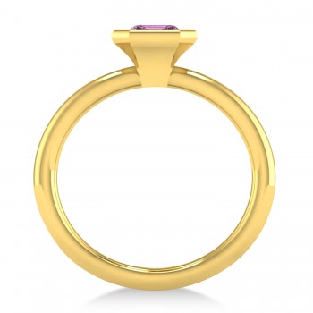 Emerald-Cut Bezel-Set Pink Sapphire Solitaire Ring 14k Yellow Gold (1.00 ctw)
