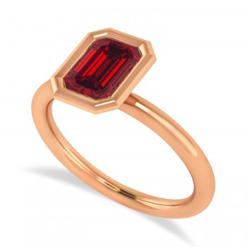 Emerald-Cut Bezel-Set Ruby Solitaire Ring 14k Rose Gold (1.00 ctw)