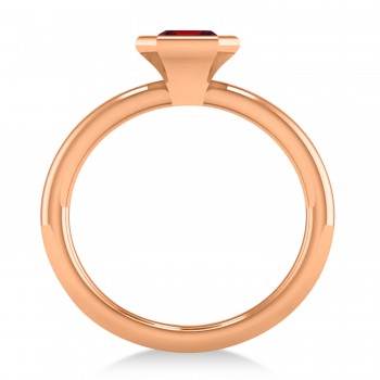 Emerald-Cut Bezel-Set Ruby Solitaire Ring 14k Rose Gold (1.00 ctw)