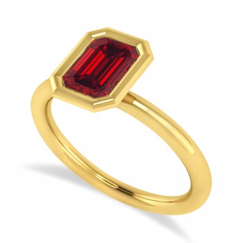 Emerald-Cut Bezel-Set Ruby Solitaire Ring 14k Yellow Gold (1.00 ctw)