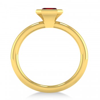 Emerald-Cut Bezel-Set Ruby Solitaire Ring 14k Yellow Gold (1.00 ctw)