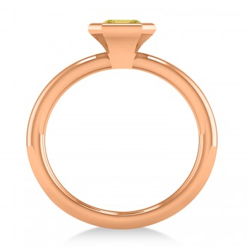 Emerald-Cut Bezel-Set Yellow Diamond Solitaire Ring 14k Rose Gold (1.00 ctw)