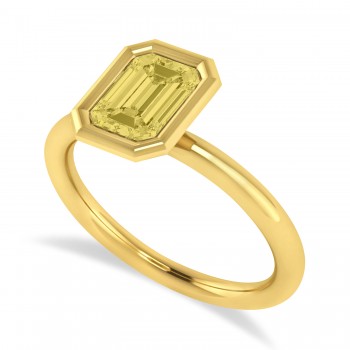 Emerald-Cut Bezel-Set Yellow Diamond Solitaire Ring 14k Yellow Gold (1.00 ctw)