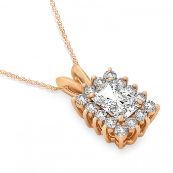 Emerald Shape Diamond Pendant Necklace 14k Rose Gold (3.00ct)