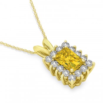 Emerald Shape Yellow Sapphire & Diamond Pendant Necklace 14k Yellow Gold (2.80ct)