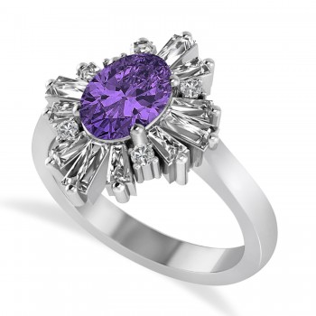 Amethyst & Diamond Oval Cut Ballerina Engagement Ring Platinum (3.06 ctw)