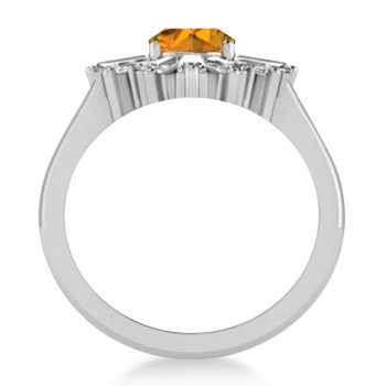 Citrine & Diamond Oval Cut Ballerina Engagement Ring Platinum (3.06 ctw)