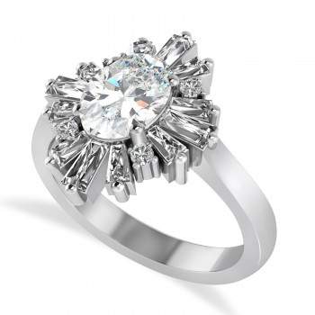 Moissanite & Diamond Oval Cut Ballerina Engagement Ring Platinum (2.59 ctw)