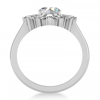Moissanite & Diamond Oval Cut Ballerina Engagement Ring Platinum (2.59 ctw)