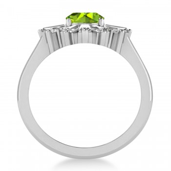 Peridot & Diamond Oval Cut Ballerina Engagement Ring Platinum (3.06 ctw)