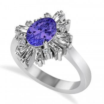 Tanzanite & Diamond Oval Cut Ballerina Engagement Ring Platinum (3.06 ctw)