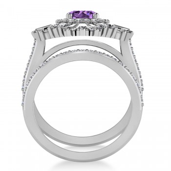 Amethyst & Diamond Ballerina Engagement Ring Platinum (2.74 ctw)