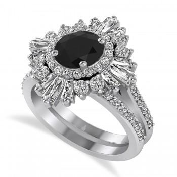 Black Diamond & Diamond Ballerina Engagement Ring Platinum (2.74 ctw)