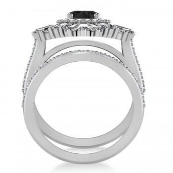 Black Diamond & Diamond Ballerina Engagement Ring Platinum (2.74 ctw)
