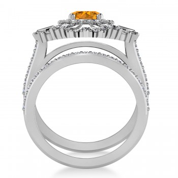Citrine & Diamond Ballerina Engagement Ring Platinum (2.74 ctw)