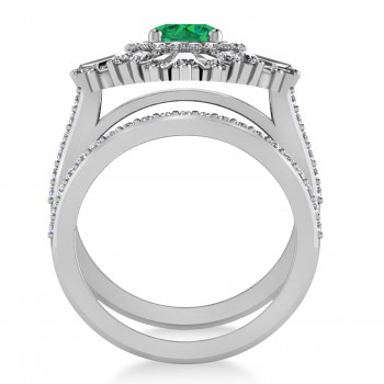 Emerald & Diamond Ballerina Engagement Ring Platinum (2.74 ctw)