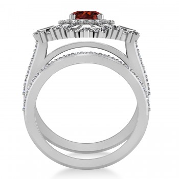Garnet & Diamond Ballerina Engagement Ring Platinum (2.74 ctw)