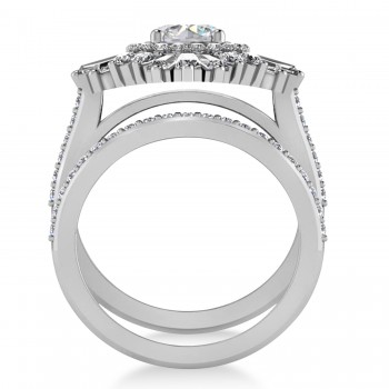 Moissanite & Diamond Ballerina Engagement Ring Platinum (2.74 ctw)