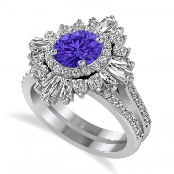 Tanzanite & Diamond Ballerina Engagement Ring Platinum (2.74 ctw)