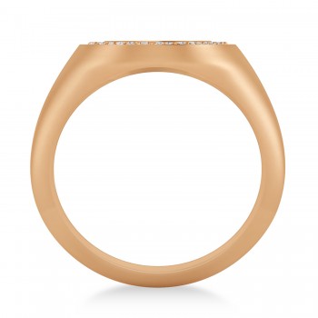 Customizable Diamond Halo Signet Ring Engravable 14k Rose Gold (0.24 ctw)