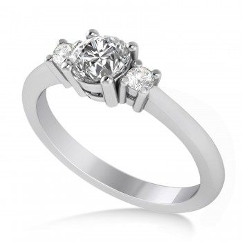 Round Lab Grown Diamond Three-Stone Engagement Ring 14k White Gold (0.60ct)