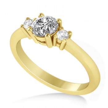 Round Lab Grown Diamond Three-Stone Engagement Ring 14k Yellow Gold (0.60ct)