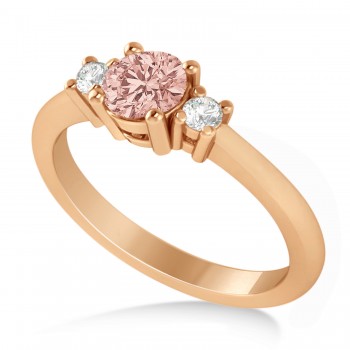 Round Morganite & Diamond Three-Stone Engagement Ring 14k Rose Gold (0.60ct)