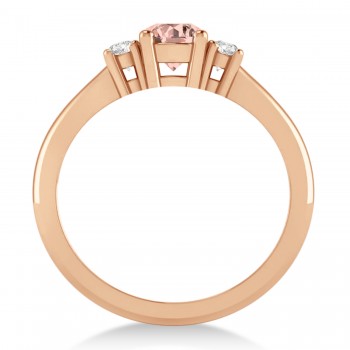 Round Morganite & Diamond Three-Stone Engagement Ring 14k Rose Gold (0.60ct)