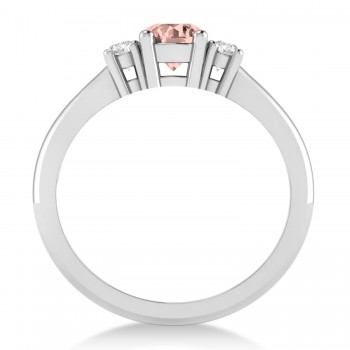 Round Morganite & Diamond Three-Stone Engagement Ring 14k White Gold (0.60ct)