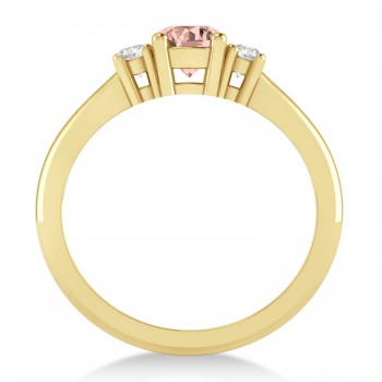 Round Morganite & Diamond Three-Stone Engagement Ring 14k Yellow Gold (0.60ct)