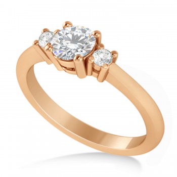 Round Moissanite & Diamond Three-Stone Engagement Ring 14k Rose Gold (0.60ct)
