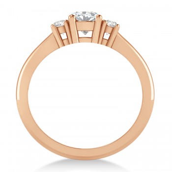 Round Moissanite & Diamond Three-Stone Engagement Ring 14k Rose Gold (0.60ct)